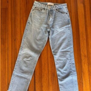 Topshop Blue Straight-Leg Jeans High-Waisted